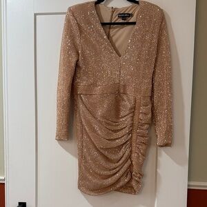 Lavish Alice Gold Long Sleeve Sequin Dress